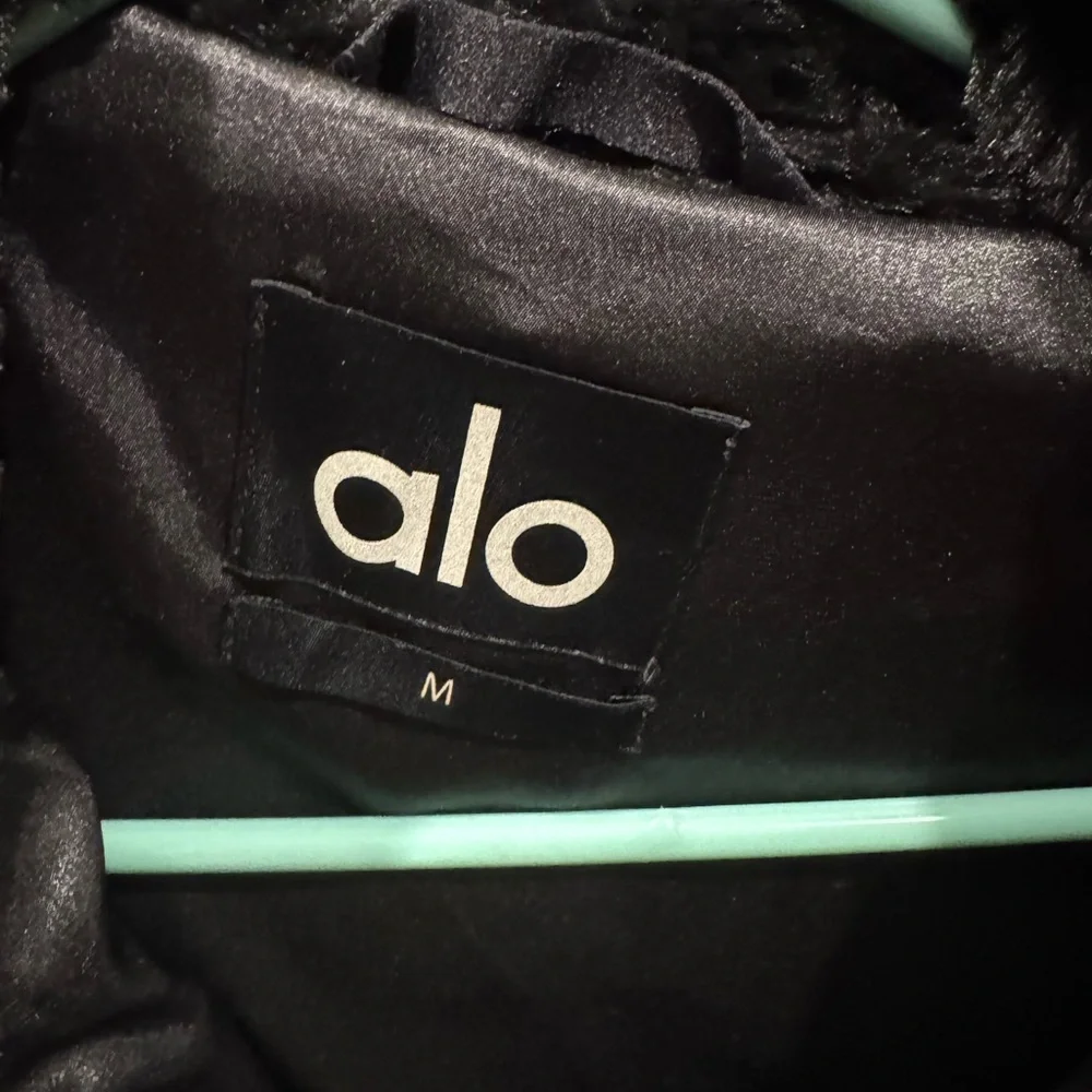 ALO Yoga Black Faux Fur Puffer Jacket with Hood